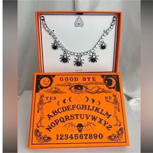 BELLA JACK Halloween Multiple Spider Charms Crystal-Studded Tennis Necklace NWT